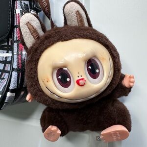 POP MART The Monsters Labubu Brown Plush Keychain Figure Kasing Collectible